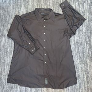 Alexander Lloyd Mens‎ Size 2XL Button Front Shirt Iridescent Brown Long Sleeve